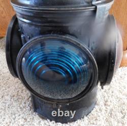 25-509 VINT THE ADLAKE NON-SWEATING LAMP CHICAGO RAILROAD 4-WAY SIGNAL Blue Red