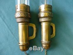 2Antique Brass 1907 Adams & Westlake Wall Mount Railroad Car Candle Sconce Lamps
