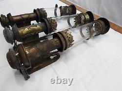 3 Antique Brass Wall Candle Lamp Sconces Railroad Train Laroche Migenne Frence