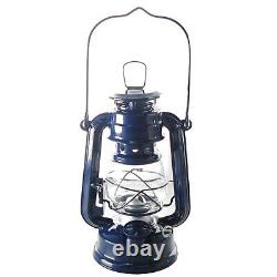 30 Hurricane Kerosene Oil Lantern Emergency Railroad Style Lamp Blue 8 Inch