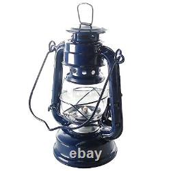 30 Hurricane Kerosene Oil Lantern Emergency Railroad Style Lamp Blue 8 Inch