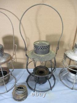 4 Vtg Railroad Rail Road Lanterns Adlake Kero Dietz Handlan 4-Parts or Repair