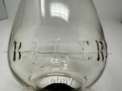 5 3/8 clear cast B&LERR extended base tall railroad lantern globe Bessemer