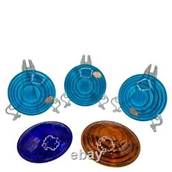 5 VTG Corning & Kopp Glass Railroad Lantern Switch Lamp Lenses Teal Cobalt Amber