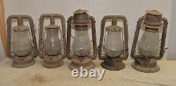 5 railroad lanterns C. T. Ham Rochester NY & Monarch & more collectible lamp lot