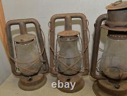 5 railroad lanterns C. T. Ham Rochester NY & Monarch & more collectible lamp lot