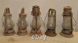 5 railroad lanterns C. T. Ham Rochester NY & Monarch & more collectible lamp lot