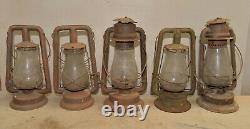 5 railroad lanterns C. T. Ham Rochester NY & Monarch & more collectible lamp lot