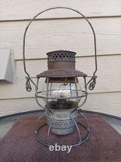 A. T. &S. F. Ry Santa Fe Adams and Westlake 250 Railroad Lantern Embossed Globe