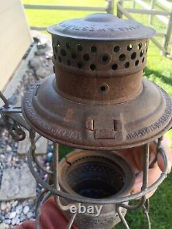 A. T. &S. F. Ry Santa Fe Adams and Westlake 250 Railroad Lantern Embossed Globe