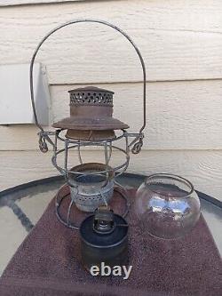 A. T. &S. F. Ry Santa Fe Adams and Westlake 250 Railroad Lantern Embossed Globe