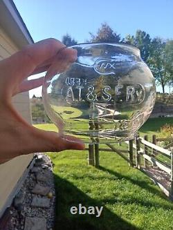 A. T. &S. F. Ry Santa Fe Adams and Westlake 250 Railroad Lantern Embossed Globe