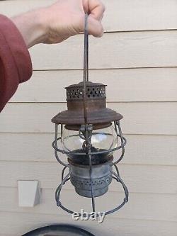 A. T. &S. F. Ry Santa Fe Adams and Westlake 250 Railroad Lantern Embossed Globe