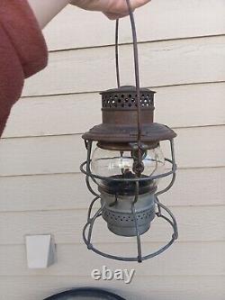 A. T. &S. F. Ry Santa Fe Adams and Westlake 250 Railroad Lantern Embossed Globe