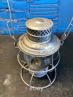 ADLAKE 1913 CHICAGO MILWAUKEE &St. PAUL RAILWAY LANTERN WithEMB. C. M. &St. P. Ry GLOBE