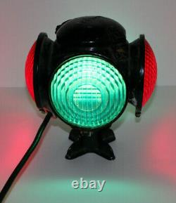 ADLAKE ADAMS WESTLAKE Red&Green 4-Way Train Switch Marker Railroad Lamp Lantern