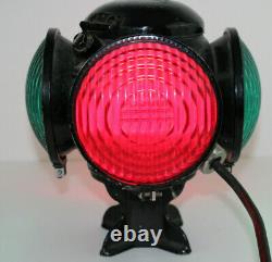 ADLAKE ADAMS WESTLAKE Red&Green 4-Way Train Switch Marker Railroad Lamp Lantern