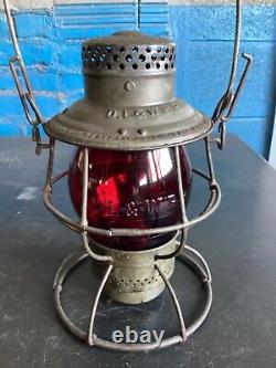 ADLAKE DELAWARE LACKAWANNA&WESTERN RAILROAD LANTERN WithDL&W. RR EMBOSSED RED GLOBE