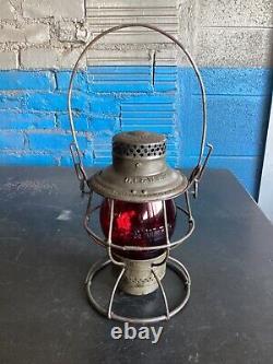 ADLAKE DELAWARE LACKAWANNA&WESTERN RAILROAD LANTERN WithDL&W. RR EMBOSSED RED GLOBE