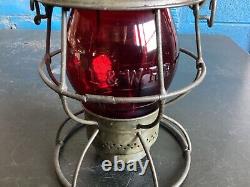 ADLAKE DELAWARE LACKAWANNA&WESTERN RAILROAD LANTERN WithDL&W. RR EMBOSSED RED GLOBE