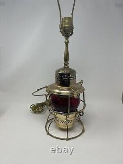 ADLAKE KERO RAILROAD LANTERN RED Electrified Conv Lamp 2 Way Vintage 1