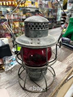 ADLAKE KERO ROCK ISLAND LOGO RR LANTERN With RED GLOBE Electric For Christmas