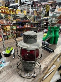 ADLAKE KERO ROCK ISLAND LOGO RR LANTERN With RED GLOBE Electric For Christmas