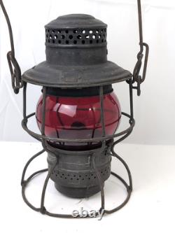 ADLAKE KERO-Railroad Lantern BURLINGTON ROUTE B. R. With Red Etched Globe