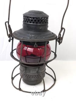 ADLAKE KERO-Railroad Lantern BURLINGTON ROUTE B. R. With Red Etched Globe