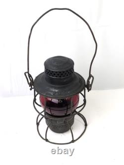 ADLAKE KERO-Railroad Lantern BURLINGTON ROUTE B. R. With Red Etched Globe