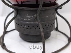 ADLAKE KERO-Railroad Lantern BURLINGTON ROUTE B. R. With Red Etched Globe