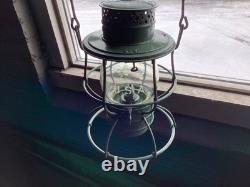 ADLAKE MILITARY DRAB GREEN PAINTED RAILROAD LANTERN WithETCHED(USA)MACBETH GLOBE