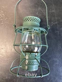 ADLAKE MILITARY DRAB GREEN PAINTED RAILROAD LANTERN WithETCHED(USA)MACBETH GLOBE
