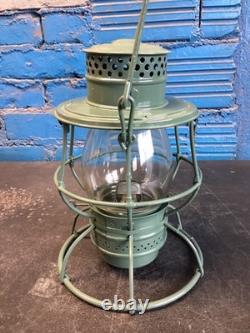 ADLAKE MILITARY DRAB GREEN PAINTED RAILROAD LANTERN WithETCHED(USA)MACBETH GLOBE