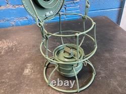ADLAKE MILITARY DRAB GREEN PAINTED RAILROAD LANTERN WithETCHED(USA)MACBETH GLOBE