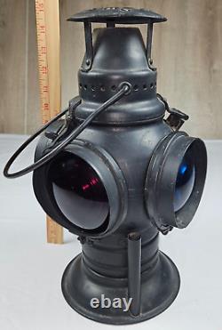 ADLAKE Non-Sweating Lamp Chicago Railroad Train Switch Lantern Antique Red/Blue