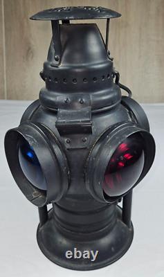 ADLAKE Non-Sweating Lamp Chicago Railroad Train Switch Lantern Antique Red/Blue