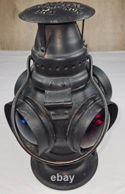 ADLAKE Non-Sweating Lamp Chicago Railroad Train Switch Lantern Antique Red/Blue