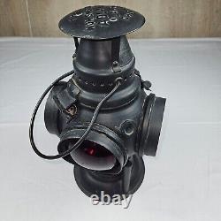 ADLAKE Non-Sweating Lamp Chicago Railroad Train Switch Lantern Antique Red/Blue