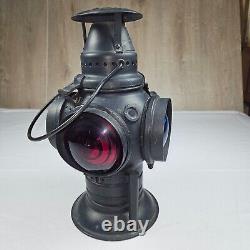 ADLAKE Non-Sweating Lamp Chicago Railroad Train Switch Lantern Antique Red/Blue