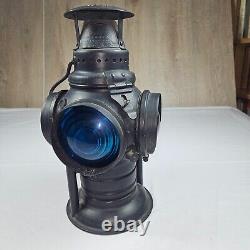 ADLAKE Non-Sweating Lamp Chicago Railroad Train Switch Lantern Antique Red/Blue