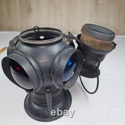 ADLAKE Non-Sweating Lamp Chicago Railroad Train Switch Lantern Antique Red/Blue
