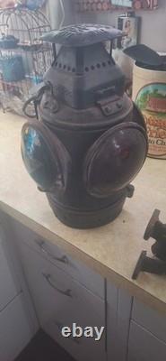 ADLAKE Non-Sweating Lamp Chicago Railroad Train Switch Lantern Red Blue