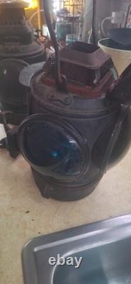 ADLAKE Non-Sweating Lamp Chicago Railroad Train Switch Lantern Red Blue