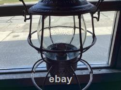 ADLAKE UNION PACIFIC RAILROAD LANTERN WithLT. EMBOSSED OVERLAND SHIELD LOGO GLOBE