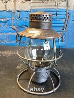 ADLAKE UNION PACIFIC RAILROAD LANTERN WithLT. EMBOSSED OVERLAND SHIELD LOGO GLOBE