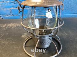 ADLAKE UNION PACIFIC RAILROAD LANTERN WithLT. EMBOSSED OVERLAND SHIELD LOGO GLOBE