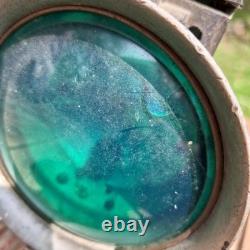 ANTIQUE 1920s Oxweld Model A Carbide Railroad Lamp GREEN LENS Stamped ID