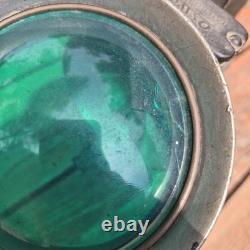 ANTIQUE 1920s Oxweld Model A Carbide Railroad Lamp GREEN LENS Stamped ID