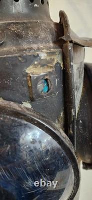ANTIQUE HL Piper Montreal CNR Railway Railroad Caboose Oil Lantern Amber Blue